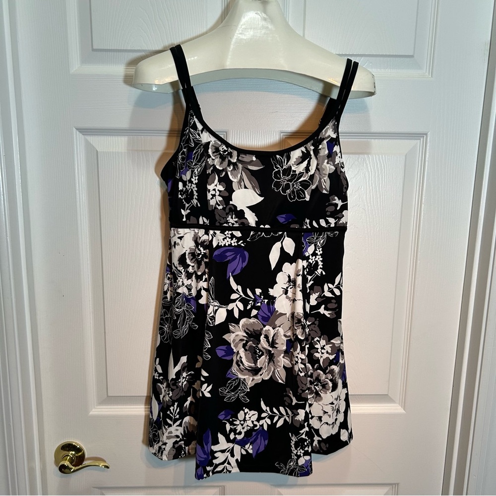 Tropical Floral Black Swimsuits For All Swim Dress